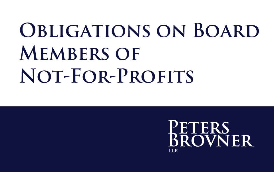 Obligations on Board Members of Not-For-Profits